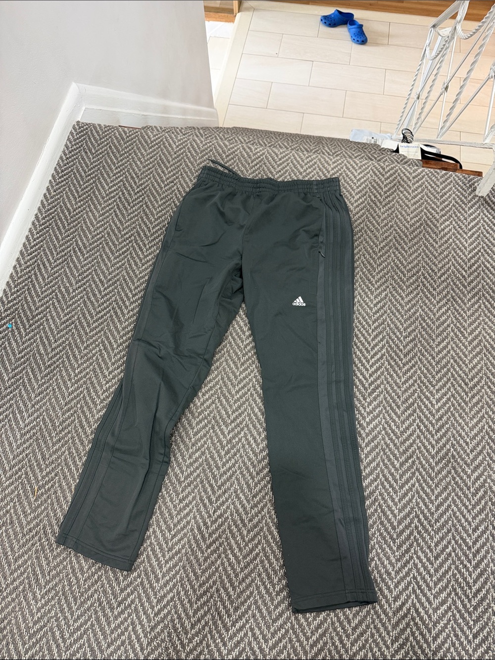 adidas Dark Gray Jogger Pants with Side Stripes